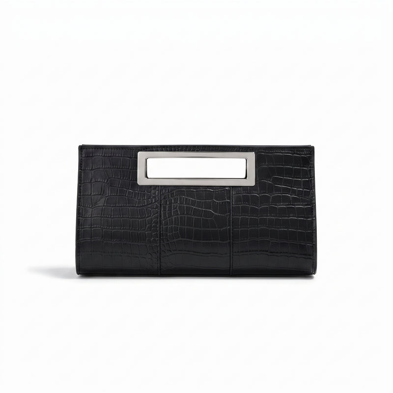 LINORA NOA Crocodile Pattern Handbag with Metal Handle | Women's Evening Bag